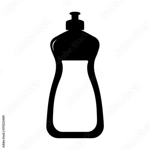 Silhouette of a Dish Soap Bottle for Home Cleaning and Sanitization