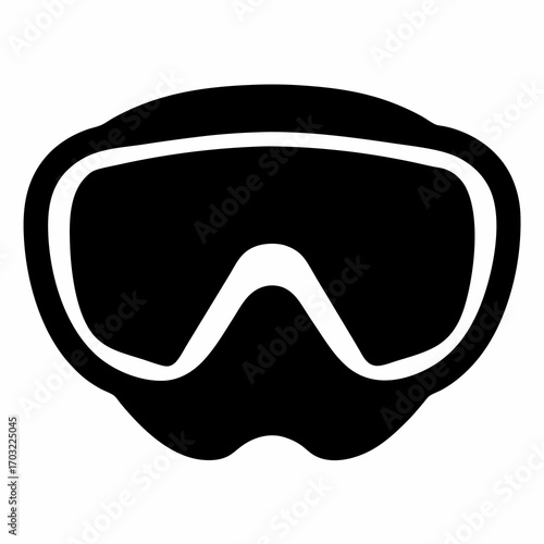 Silhouette image of a swimming mask used for water sport activities