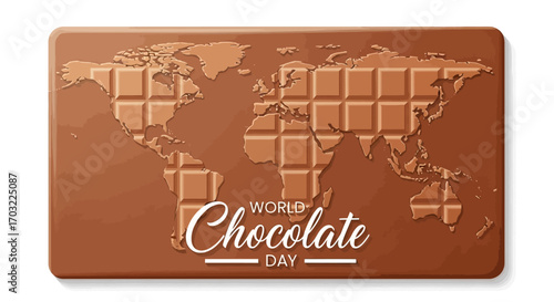 Delicious chocolate bar with a world map design, celebrating global delight