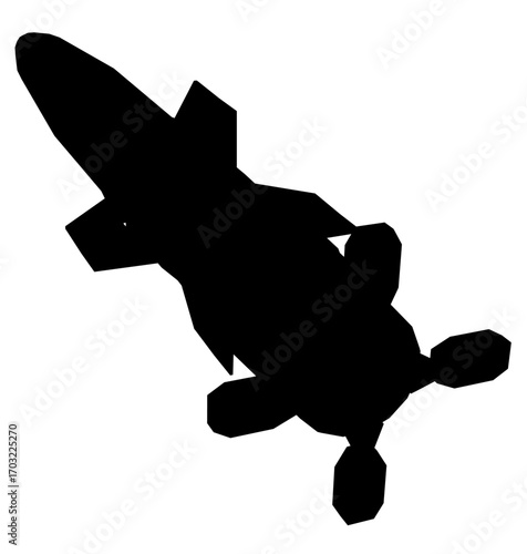 Silhouette missile on white background with detailed military components, rocket design elements, and vector illustration style.