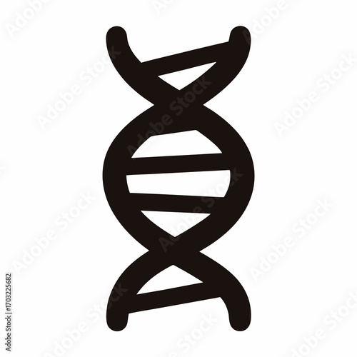 Stylized depiction of a DNA double helix in black against white background