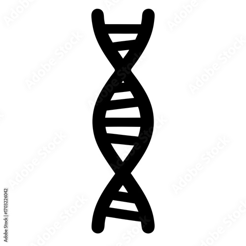 Monochrome depiction of a DNA double helix structure against white background