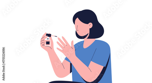 Woman using a blood glucose meter.