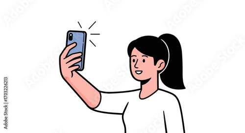 Woman Taking a Selfie with Smartphone.