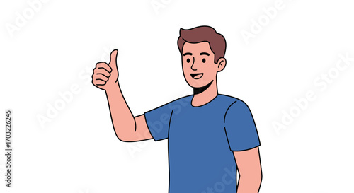 Happy Man Giving Thumbs Up Positive Feedback.