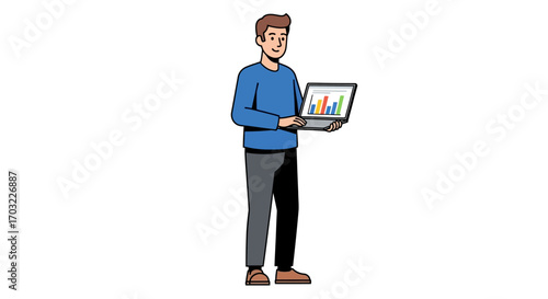 Man Analyzing Data on Laptop.