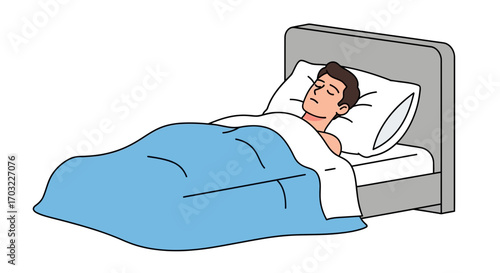 Man Sleeping Peacefully in his Bed.