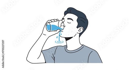 Man Drinking Water Thirsty Refreshment.