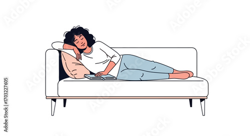 Woman Relaxing on a Couch at Home.
