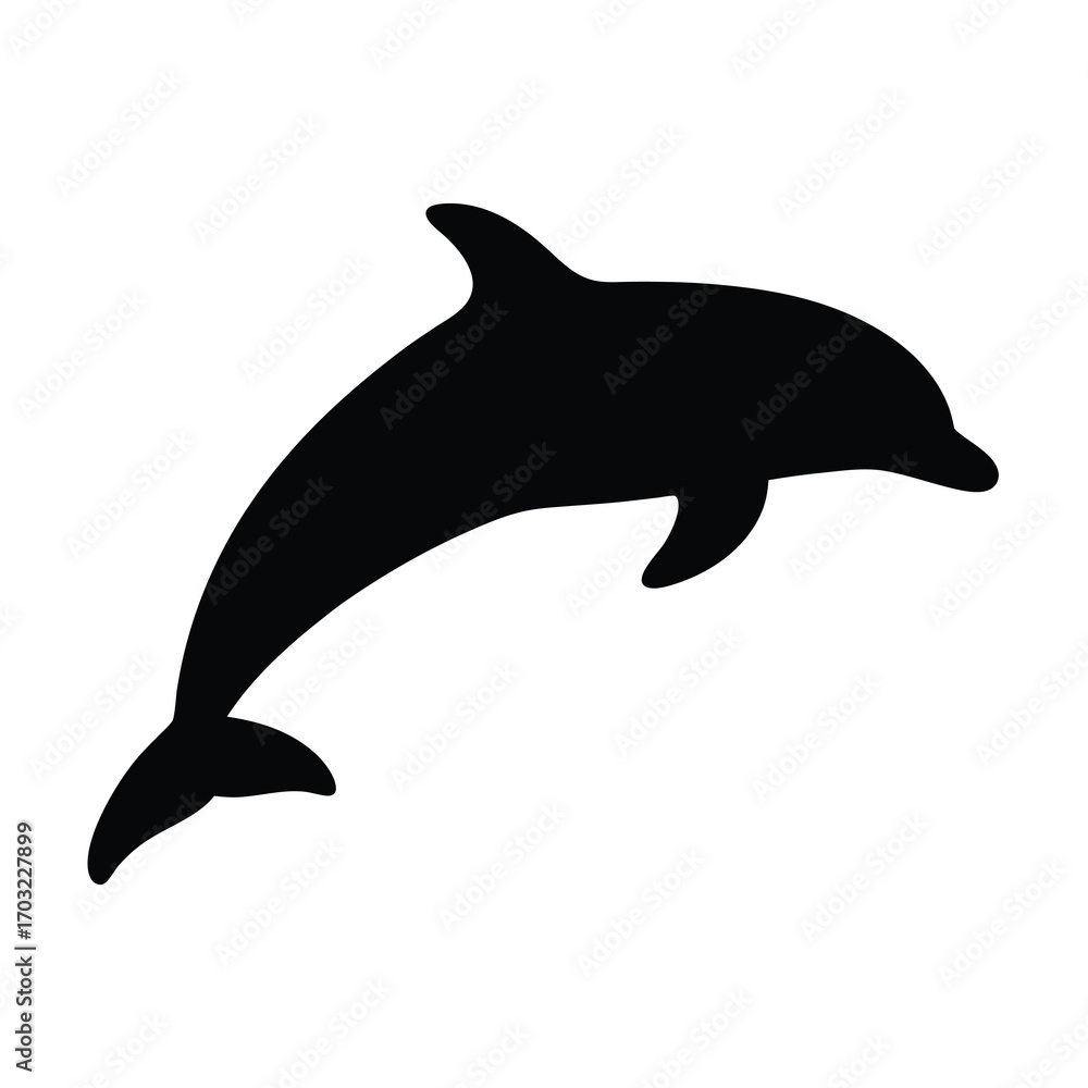 Fototapeta premium Black silhouette of a dolphin jumping out of the water gracefully