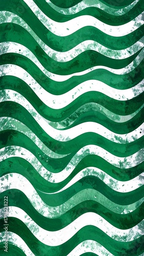Abstract wavy pattern in green and white (1)