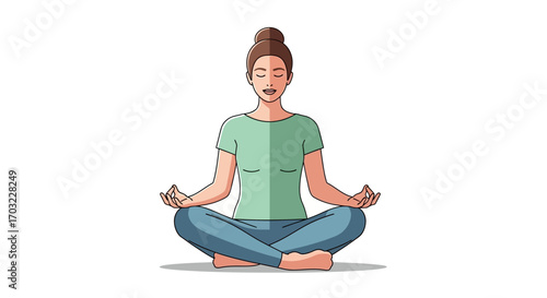 Woman Meditating in Lotus Pose.