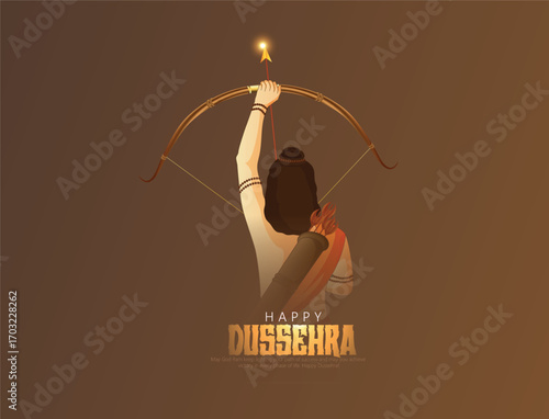 Lord Rama with Bow and Arrow for Dussehra Celebration  symbolizing courage, virtue, and the triumph of good over evil on the auspicious occasion of Dussehra.