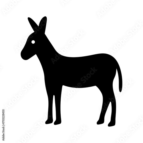 Silhouette of a donkey standing isolated on white background vector illustration