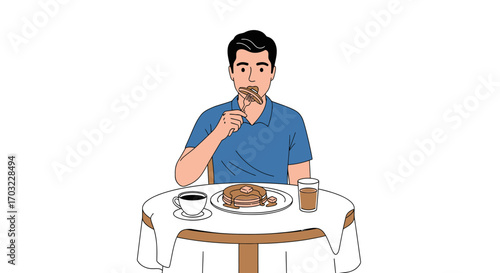 Man Enjoying a Delicious Breakfast Meal.