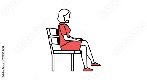 Woman Sitting Properly on Chair Posture.