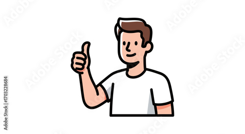 Happy Man Giving Thumbs Up Positive Feedback.