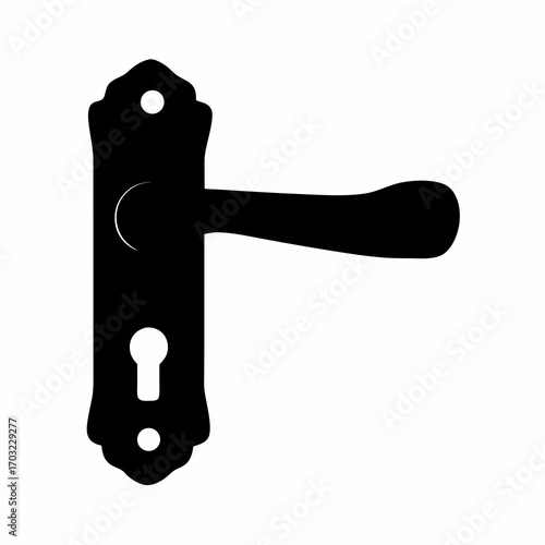 Detailed Silhouette Illustration of a Vintage Interior Door Handle Mechanism