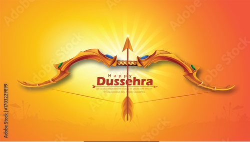 Lord Rama with Bow and Arrow for Dussehra Celebration  symbolizing courage, virtue, and the triumph of good over evil on the auspicious occasion of Dussehra.