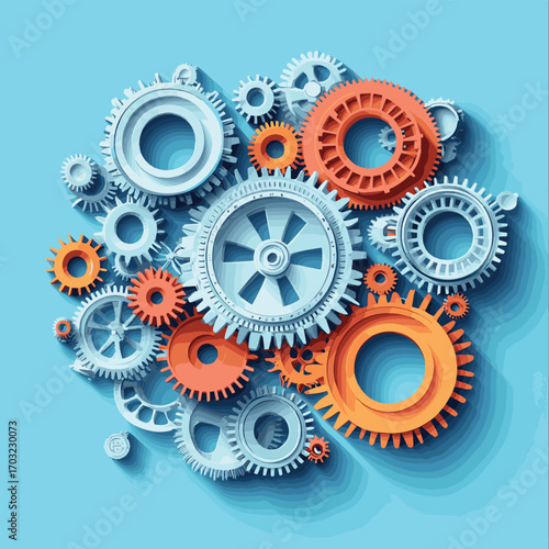 Abstract gear wheel mechanism background. Machine technology. Vector illustration , vector style simple color