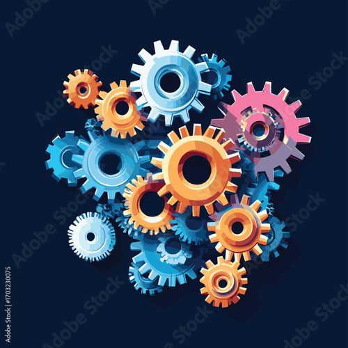 Abstract gear wheel mechanism background. Machine technology. Vector illustration , vector style simple color