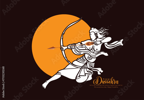 Lord Rama with Bow and Arrow for Dussehra Celebration  symbolizing courage, virtue, and the triumph of good over evil on the auspicious occasion of Dussehra.