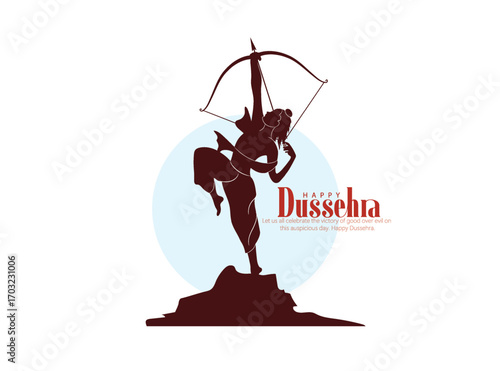 Lord Rama with Bow and Arrow for Dussehra Celebration  symbolizing courage, virtue, and the triumph of good over evil on the auspicious occasion of Dussehra.