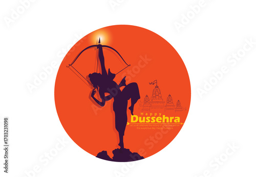 Lord Rama with Bow and Arrow for Dussehra Celebration  symbolizing courage, virtue, and the triumph of good over evil on the auspicious occasion of Dussehra.