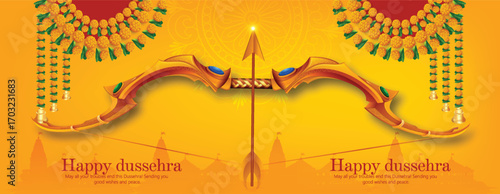 Lord Rama with Bow and Arrow for Dussehra Celebration  symbolizing courage, virtue, and the triumph of good over evil on the auspicious occasion of Dussehra.