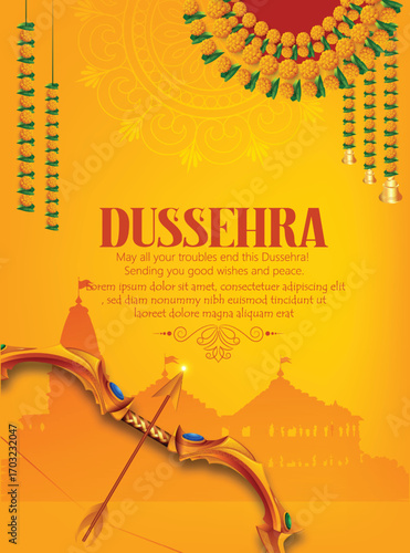Lord Rama with Bow and Arrow for Dussehra Celebration  symbolizing courage, virtue, and the triumph of good over evil on the auspicious occasion of Dussehra.
