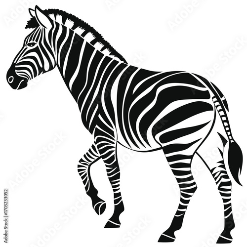 Stylized Zebra Illustration with Distinctive Black and White Stripes.