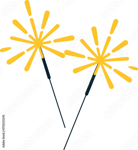 Bright sparklers celebration festive light show festive celebration glowing fireworks display vector hand drawn