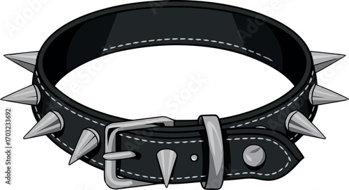 Spiked leather dog collar cool punk rock accessory for pets pet fashion statement vector hand drawn