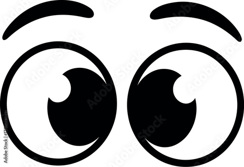 Cartoon eyes surprised expression wide open looking curious exaggerated emotions vector hand drawn
