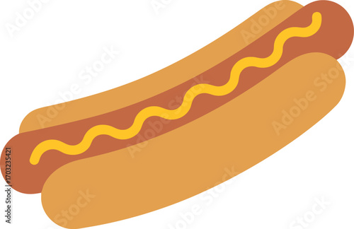 Classic hot dog with mustard fast food american snack vector hand drawn