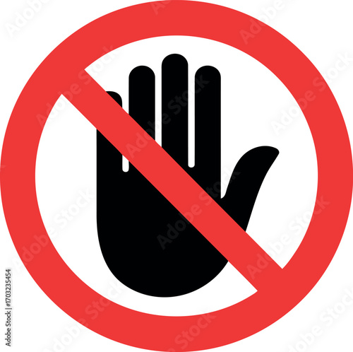 No hand symbol prohibition sign warning concept isolated vector hand drawn