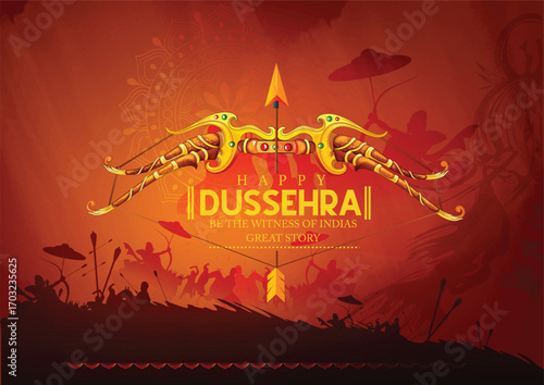 Lord Rama with Bow and Arrow for Dussehra Celebration  symbolizing courage, virtue, and the triumph of good over evil on the auspicious occasion of Dussehra.