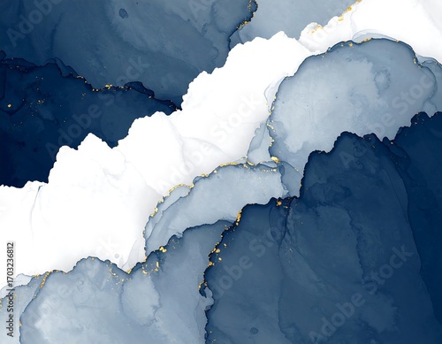 Abstract fluid art with gold accents