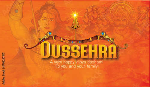 Lord Rama with Bow and Arrow for Dussehra Celebration  symbolizing courage, virtue, and the triumph of good over evil on the auspicious occasion of Dussehra.