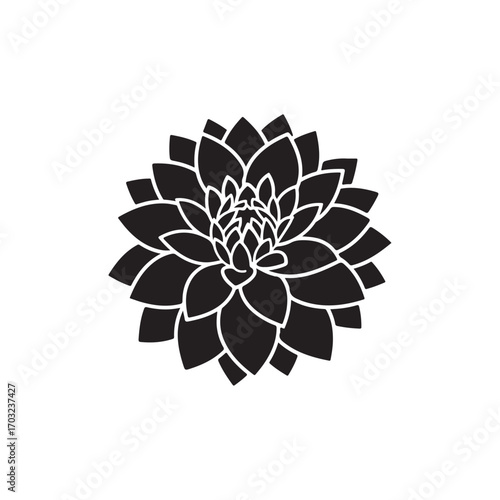 Dahlia Flower Icon Vector Logo Illustration Or Dahlia Flower Silhouette Vector. cool dahlia flower icon logo illustration with simple design style.