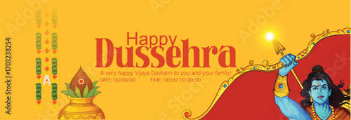 Lord Rama with Bow and Arrow for Dussehra Celebration  symbolizing courage, virtue, and the triumph of good over evil on the auspicious occasion of Dussehra.