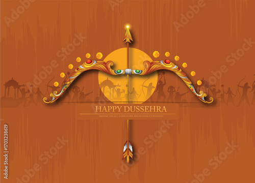 Lord Rama with Bow and Arrow for Dussehra Celebration  symbolizing courage, virtue, and the triumph of good over evil on the auspicious occasion of Dussehra.