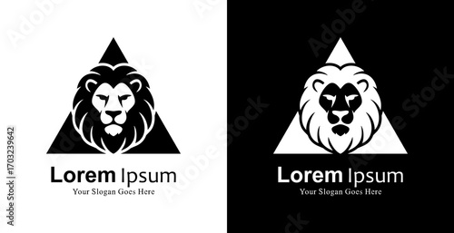 Lion head logo design combined with a triangle