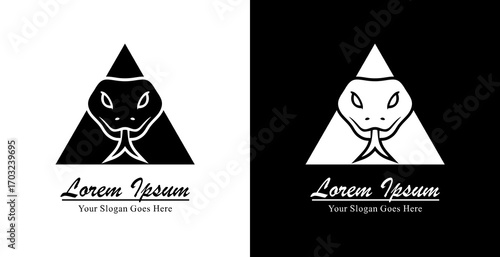 The logo design is in the form of a snake head combined with a triangle