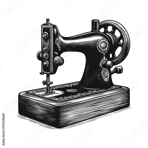 Classic Vintage Sewing Machine Illustration