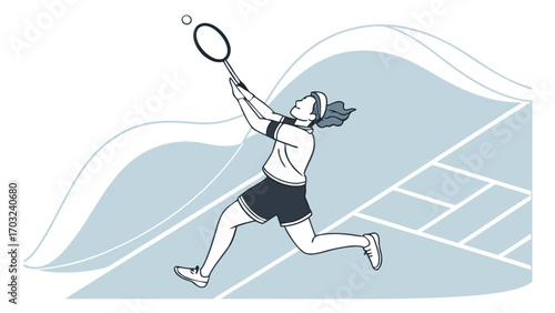 Tennis player in action hitting the ball with racket during match.