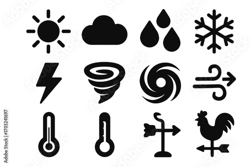 Vector grid meteorology icon vane swirl high crystal cloud spiral sun snowflake
