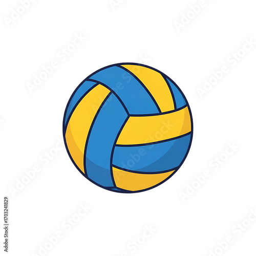 Vibrant volleyball icon dynamic blue and yellow ball for sports and fitness applications