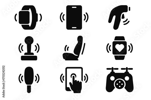 Haptics medical haptic touchscreen controller feedback icons gaming vector icon vibrating