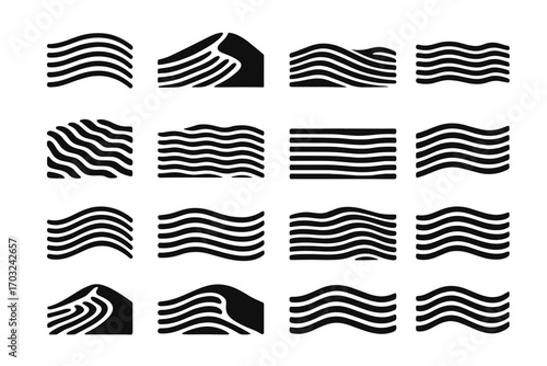 Ripple waves ridge sand icon vector ridges texture arcs repetitive curved